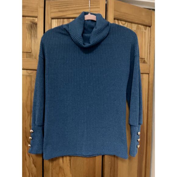 Dark Turquoise Cowl Neck Sweater, M,‎ NEW - Picture 1 of 3